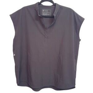 260 | FIGS Scrub Top M Mandarin Collar Nurse Medical Uniform Oversized Grey